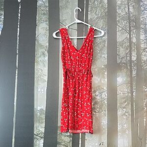 Mercer & Madison Scarlet Dress with Ivory Floral Accents